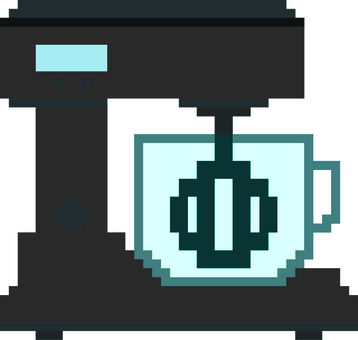 ドット絵の黒のスタンドミキサーです。 ドット絵,スタンド,ミキサー,シンプル,家電,卓上,調理,料理,キッチン,ホームベーカリーのイラスト素材