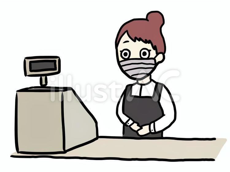 店員さん1 店員,スタッフ,レジのイラスト素材
