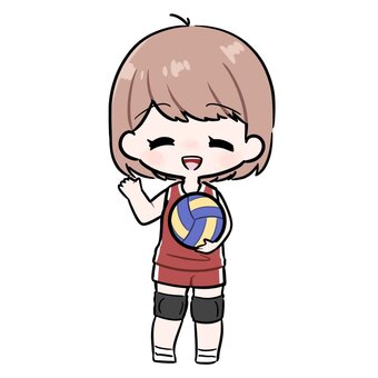 片手をあげる女子バレー選手 バレー,バレーボール,女子バレー,スポーツ,運動,部活,立ち絵,全身,人,人物のイラスト素材