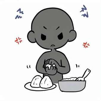 おにぎりを握る怒るシルエット人物 シルエット,怒る,おにぎり,握る,おむすび,家事,イライラ,むかむか,ストレス,不満のイラスト素材