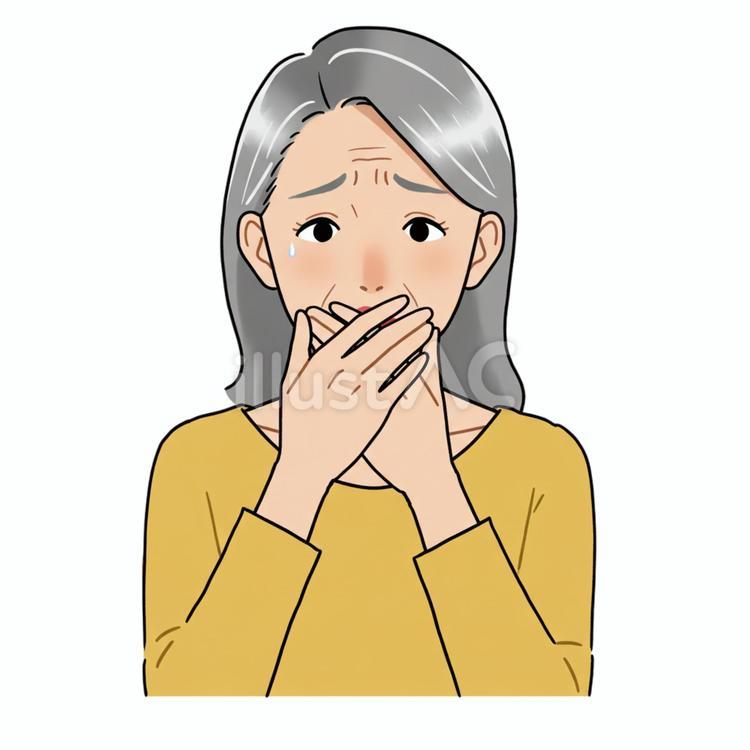 口を押える姿 女性,カットソー,手のイラスト素材