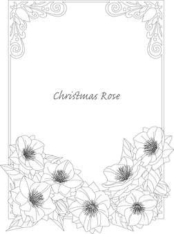 クラシック61<クリスマスローズ> クラシック61<クリスマスローズ> クリスマスローズ,フレーム,飾り枠,飾り罫,ビンテージ,アンティーク,ラベル,ヘレボルス,ヘレボラス,レンテンローズのイラスト素材