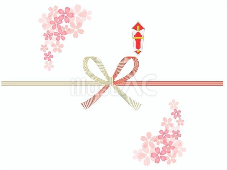 デザインのし紙　桜 水引き,水引,熨斗のイラスト素材