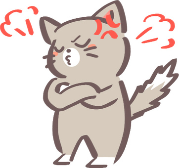 Illustration of an angry cat (gray color), cat, get angry, frustrating, JPG and PNG