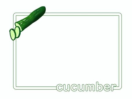 キュウリのシンプルなフレーム素材 きゅうり,フレーム,野菜,夏野菜,食べ物,スクエア,枠,シンプル,英語,文字のイラスト素材