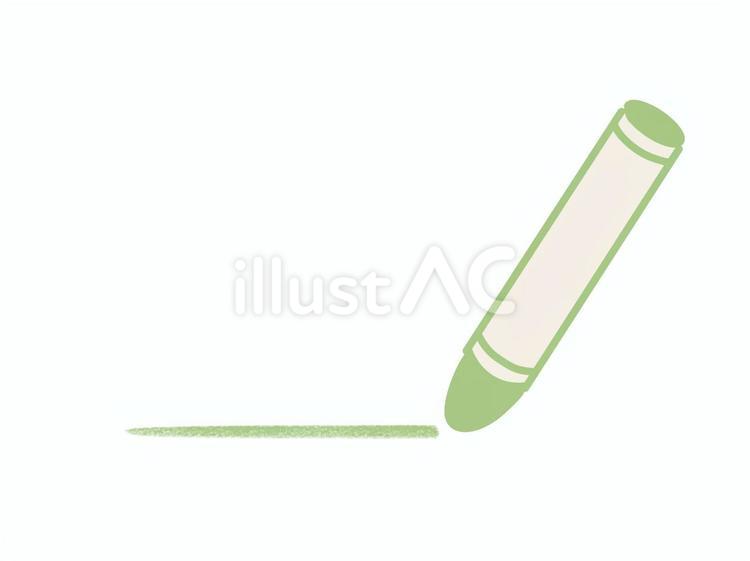 手描きの緑色のクレヨン クレヨン,文房具,書くのイラスト素材