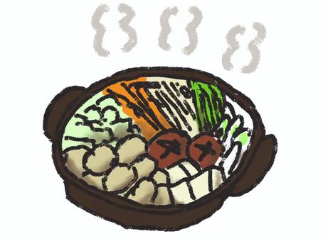 鶏団子鍋 鶏団子鍋,鍋料理,にんじん,白菜,しいたけ,豆腐,冬,つくね,クレヨン,手書きのイラスト素材
