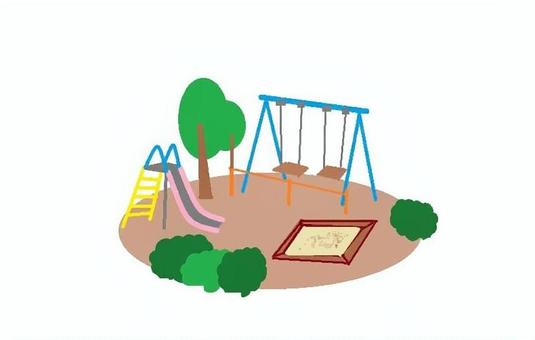 公園 公園,ブランコ,スベり台,砂場,デジタル画のイラスト素材