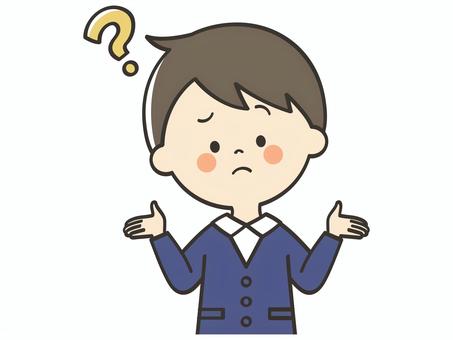 疑問に思う男の子 わからない,疑問,謎,はてな,迷う,悩む,困る,男の子,小学生,小学校のイラスト素材