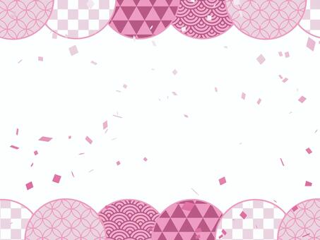 正月和風フレーム年賀状 年賀状,和柄,和風,正月,可愛い,美しい,ベクター,紙吹雪,パーティー,お祝いのイラスト素材