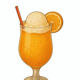オレンジフロート オレンジフロート オレンジフロート,飲み物,フルーツのイラスト素材