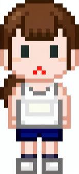 ドット絵の陸上部の女性です。 ドット絵,陸上部,シンプル,部活,クラブ,スポーツ,サークル,ランナー,トラック,スタートダッシュのイラスト素材