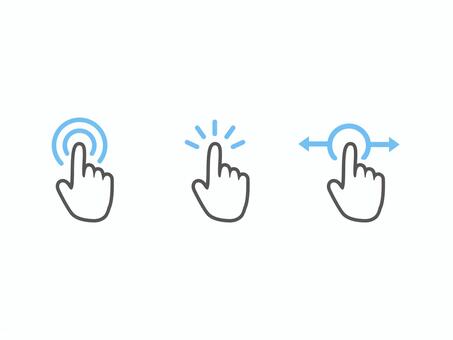 スマホ向け指ジェスチャーアイコンセット スマホ,操作,指,手,ハンド,ジェスチャー,タッチ,タップ,ダブル,スワイプのイラスト素材