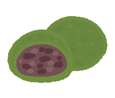 よもぎ餅 大福餅,大福,餅,和菓子,スイーツ,和スイーツ,小豆,あんこ,粒あん,おやつのイラスト素材