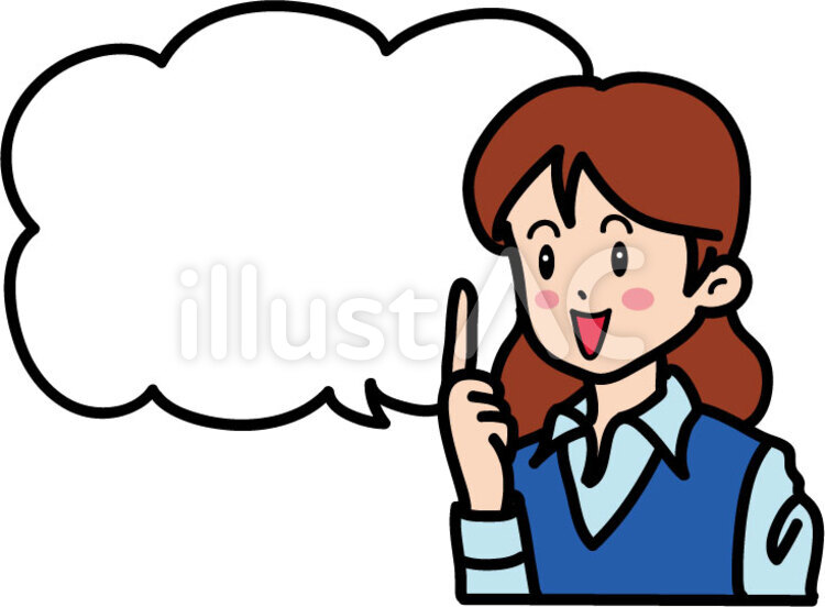 事務系の女性（指さし） 女性,吹き出し,案内のイラスト素材