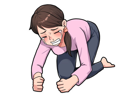 悔し泣きの女性 悔しい,敗北,悲しい,号泣,女性,萌え絵のイラスト素材