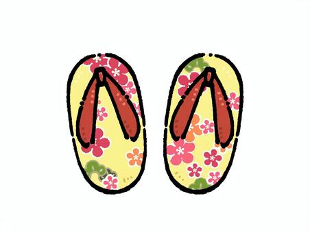 七五三のかわいい下駄 七五三,下駄,草履,履物,和装,和小物,子ども,子供,女の子,男の子のイラスト素材