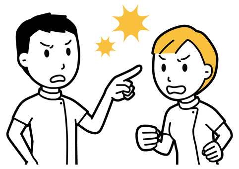  理学療法士の男女(黄)-023-バスト 喧嘩,理学療法士,男女,医療,病院,クリニック,整体師,柔道整復師,鍼灸師,人物のイラスト素材