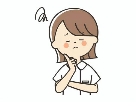 悩む女性看護師 看護師,困る,悩む,考える,心配,不安,看護士,看護婦,ナース,薬剤師のイラスト素材