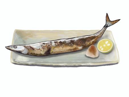 さんまの塩焼き(82) さんまの塩焼き(82) さんま,塩焼き,秋刀魚,焼き魚,魚料理,定食,和食,日本料理,日本食,朝食のイラスト素材