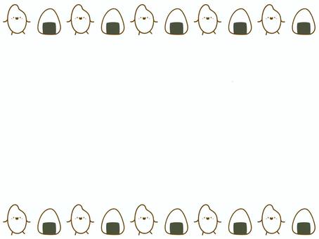 お米ちゃんとおにぎりのフレーム お米,米,おにぎり,ご飯,米粒,食べ物,フレーム,飾り枠,枠,キャラのイラスト素材