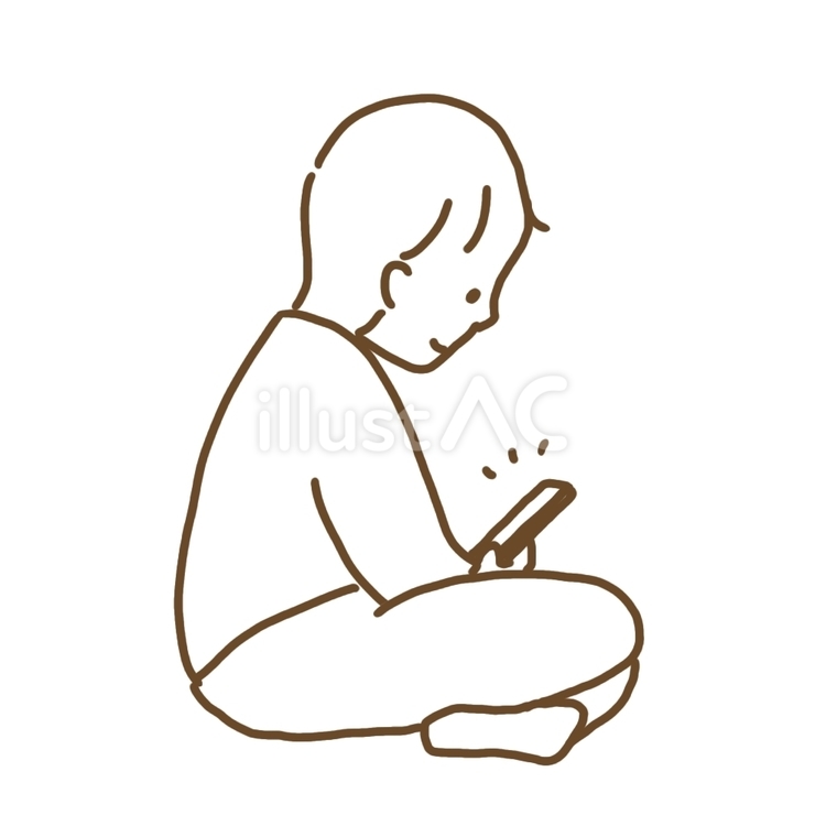 座ってスマホを見る男性　横向き 男性,人間,人物のイラスト素材