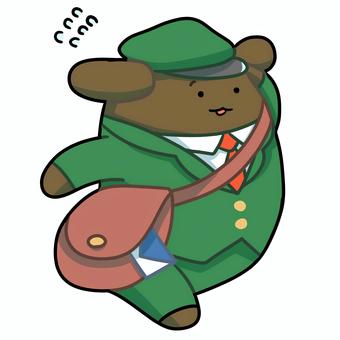 郵便配達をする動物キャラクター 動物,郵便,配達,仕事,キャラクター,かわいい,カバン,帽子,郵便屋さん,配達員のイラスト素材