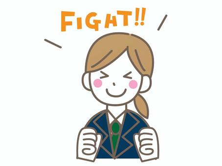 応援する女の子 応援,頑張れ,fight,手書き,文字,高校生,中学生,学生,女の子,子どものイラスト素材
