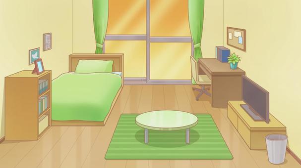 部屋＿夕方 部屋,室内,背景,家具,一人暮らし,洋室,夕方のイラスト素材