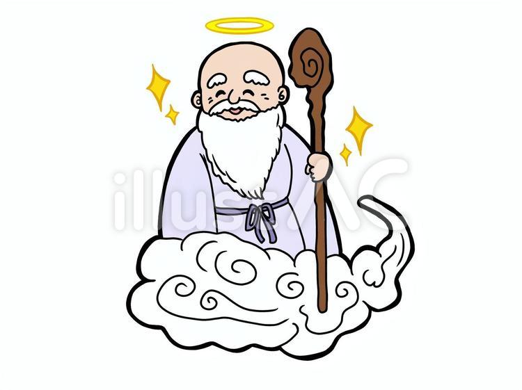 笑顔の神様 神様,笑顔,仙人のイラスト素材