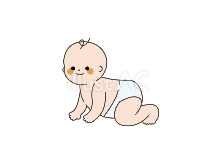 ハイハイする赤ちゃん 赤ちゃん,はいはい,おむつのイラスト素材