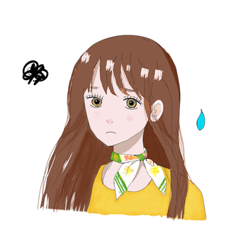 困った女性 困った,女性,ロング,長髪,汗のイラスト素材