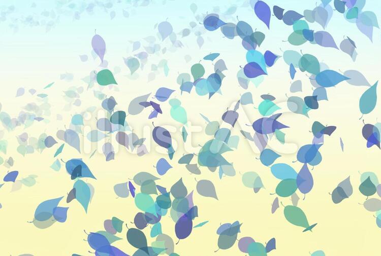 葉っぱ舞う青（ふちなし） 青,植物,葉のイラスト素材