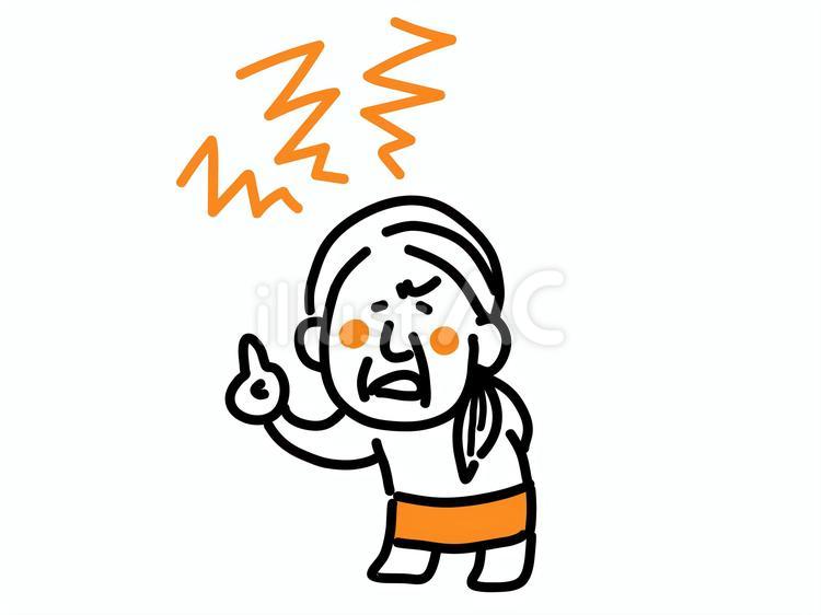 ガミガミ小言がうるさいおばあさん 怒る,うるさい,食事のイラスト素材