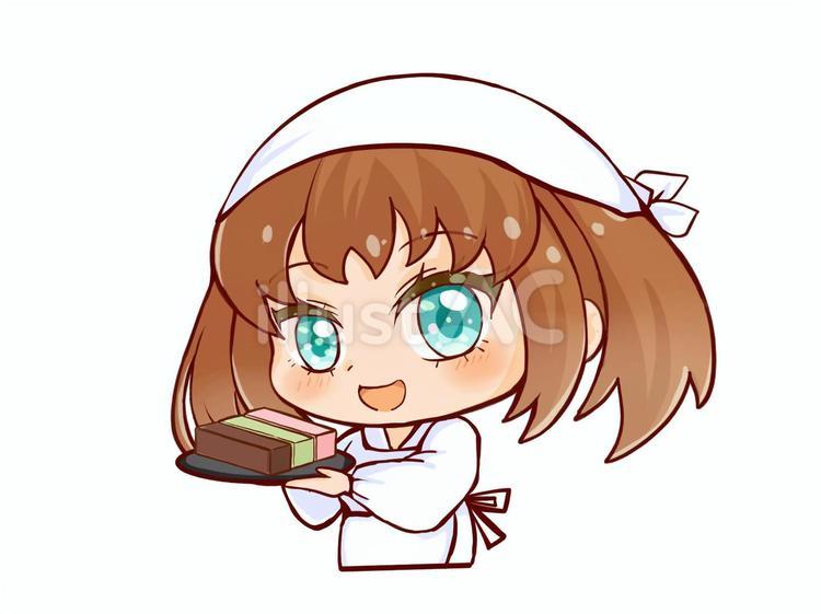 ういろうと女の子１ 和菓子,ういろう,食べ物のイラスト素材