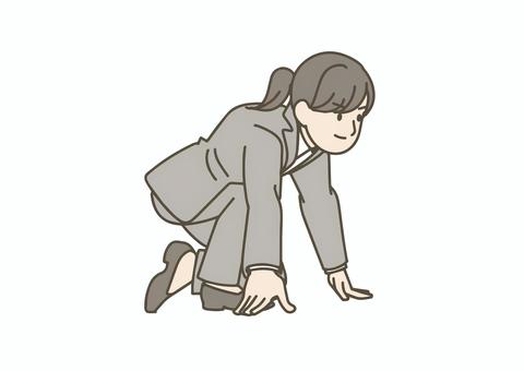 スタートポーズのスーツ女性 ビジネスウーマン,女性,スーツ,会社員,ol,社会人,ビジネスシーン,新入社員,就活,スタートのイラスト素材