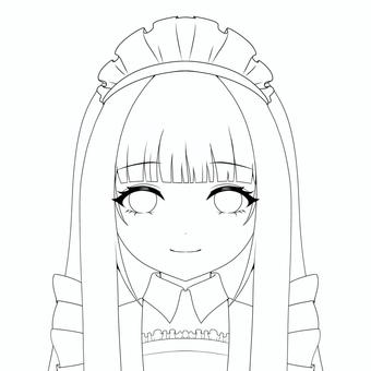 ストレートロングメイド・線画