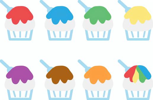 Illustration, gelo raspado, o morango, blue hawaii, 
