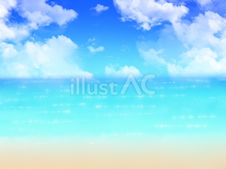 青い海と青い空と砂浜　背景 海,青空,砂浜のイラスト素材