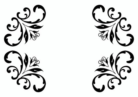 モノクロエレガンスフレーム2025-11 エレガント,フレーム,飾り枠,クラシック,デコレーション,イラスト,手描き,葉,ボタニカル,グラフィックのイラスト素材