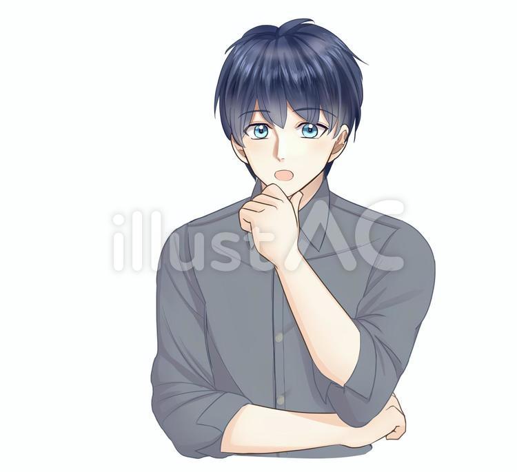 紹介する男性-アニメ風11 イケメン,サラリーマン,男性のイラスト素材