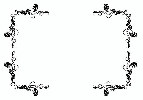 モノクロエレガンスフレーム2025⑧ エレガント,フレーム,飾り枠,クラシック,デコレーション,イラスト,手描き,葉,ボタニカル,グラフィックのイラスト素材
