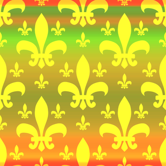 百合紋の舞 紋章,百合,模様,伝統,象徴,装飾,グラデーション,赤,橙,緑のイラスト素材