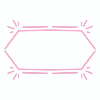 ピンクで描いた直線と六角形のあしらい ピンク,直線,六角形,あしらい,イラスト,手描き,手描きイラスト,シンプル,飾り,線画のイラスト素材