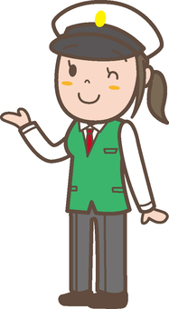 タクシー女性ドライバー全身 タクシー,ドライバー,運転手,人物,日本人,女性,20代,30代,40代,ポニーテールのイラスト素材