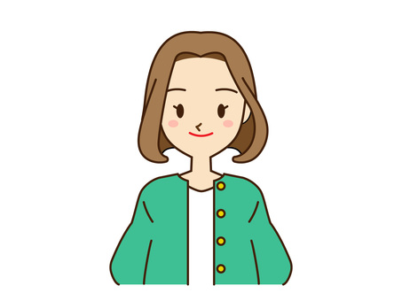 颯爽とした女性 颯爽とした女性 女性,人物,大人,大学生,笑顔,緑,ボブヘア,茶髪,おしゃれ,颯爽のイラスト素材