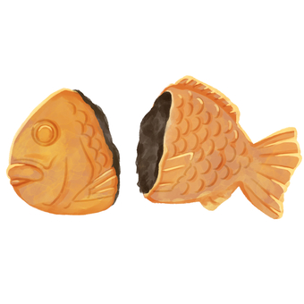 Illustration, taiyaki, festival, watercolor style, 