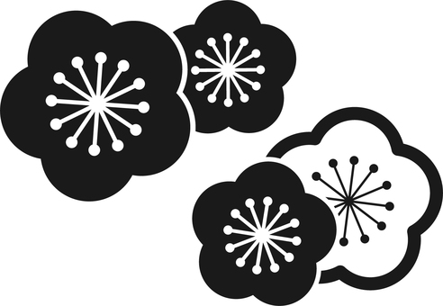 梅の花シルエット黒 梅の花シルエット黒 梅,花,新春,シルエット,新年,正月,縁起物,迎春,早春,和のイラスト素材