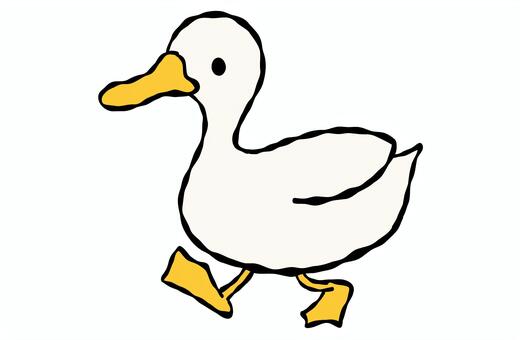 歩くアヒルのカラフルなイラスト アヒル,歩く,カラフル,透明背景,切り抜き,動物,鳥,可愛い,シンプル,デザインのイラスト素材