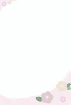 梅のふんわりフレーム（ピンク） 梅,フレーム,ゆめかわ,年賀状,パステル,春,和風,和柄,ガーリー,かわいいのイラスト素材